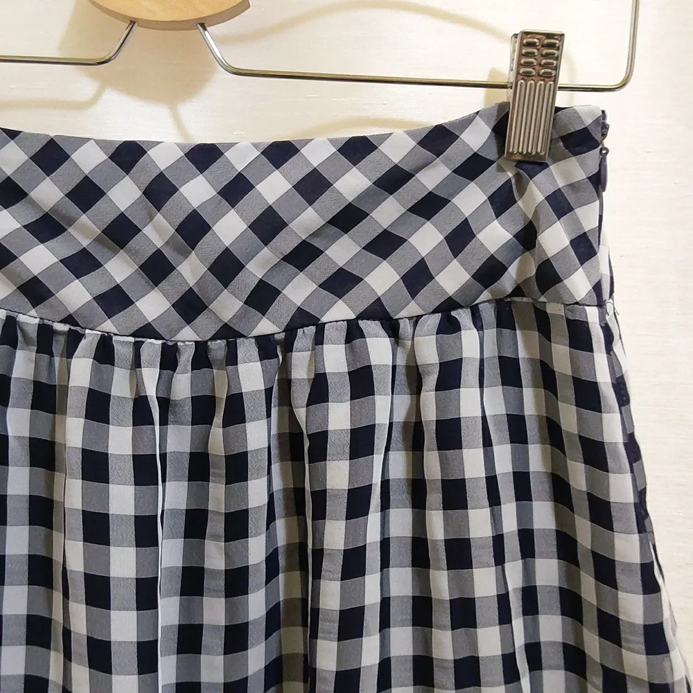 Gap Black & White Gingham Chiffon Lined Mini Skirt - Sz 0 - Picture 2 of 4